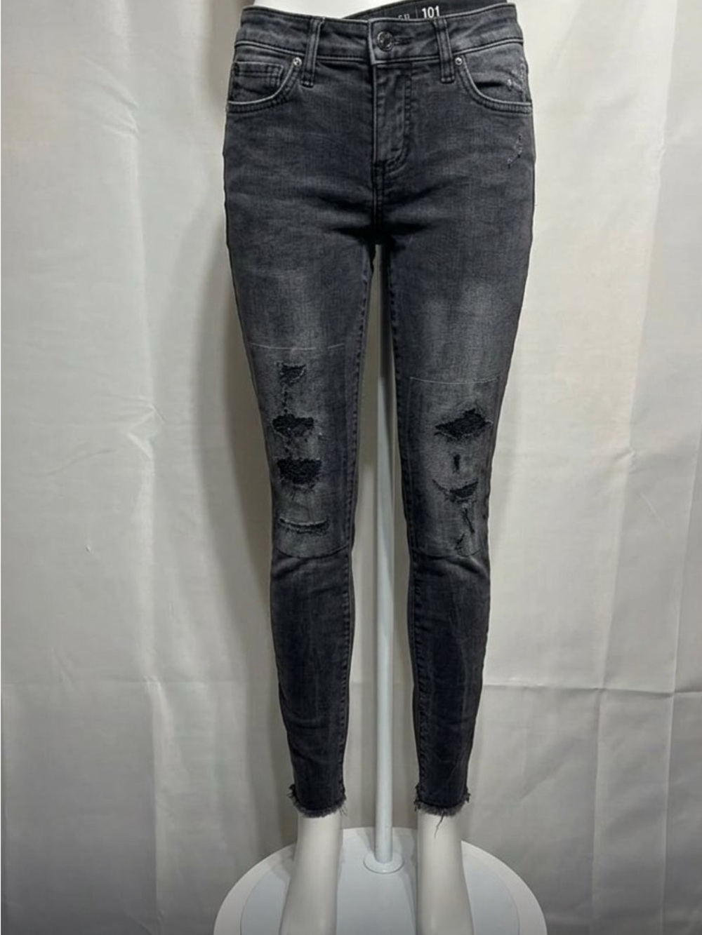 Armani Exchange Women's Black/Charcoal Ripped Skinny Jeans